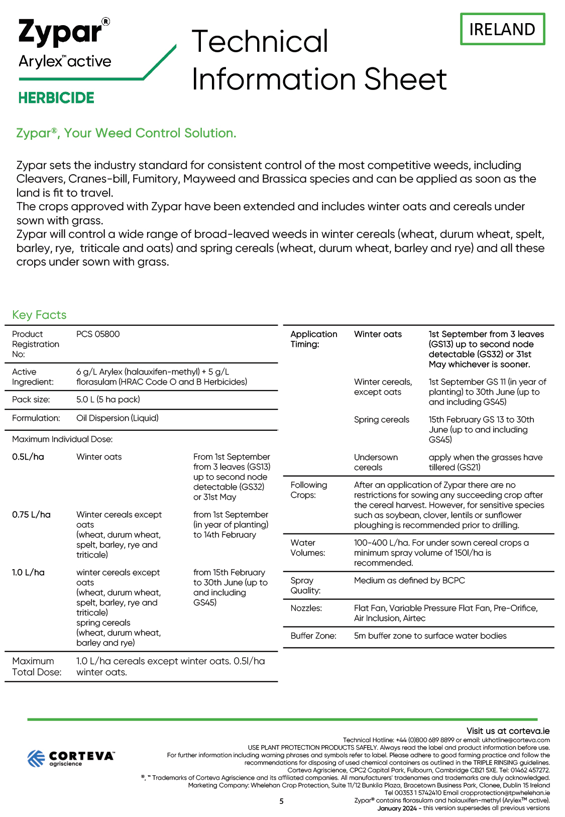 5. Zypar Tech Sheet IRELAND