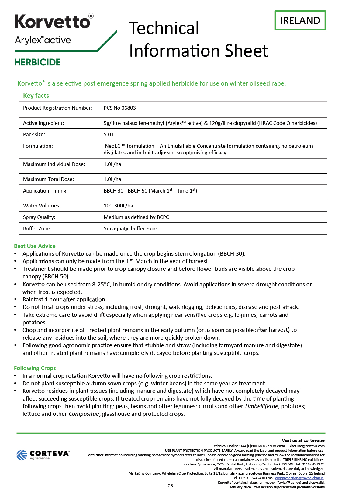 25. Korvetto Tech Sheet Ireland